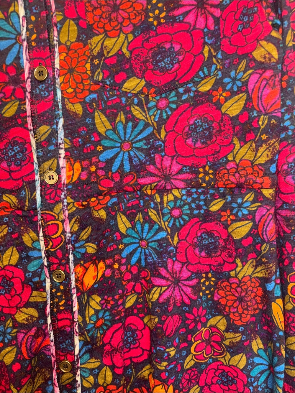 NATURAL LIFE MULTICOLORED FLORAL COTTON BUTTON DOWN DRESS DRAW STRING INSIDE NWT - Picture 6 of 10